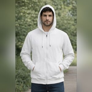 Men’s Full Zip Hoodie XL Lightweight Sweatshirt White‎ Hooded Jacket Casual NWT